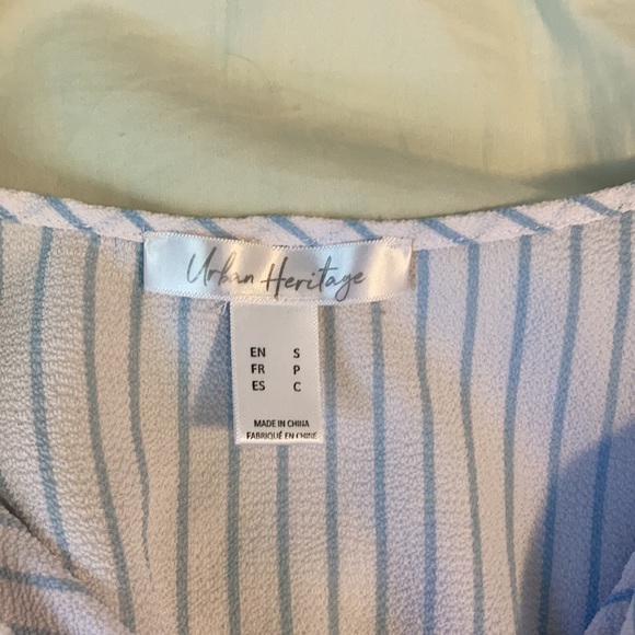 2/$15 Urban Heritage Pinstripe Frilly Romper - Picture 6 of 7